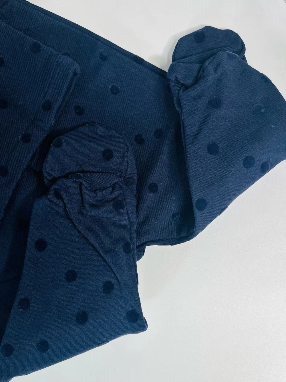 Jacadi Navy Blue Dot Pajama Set with White Scalloped Collar